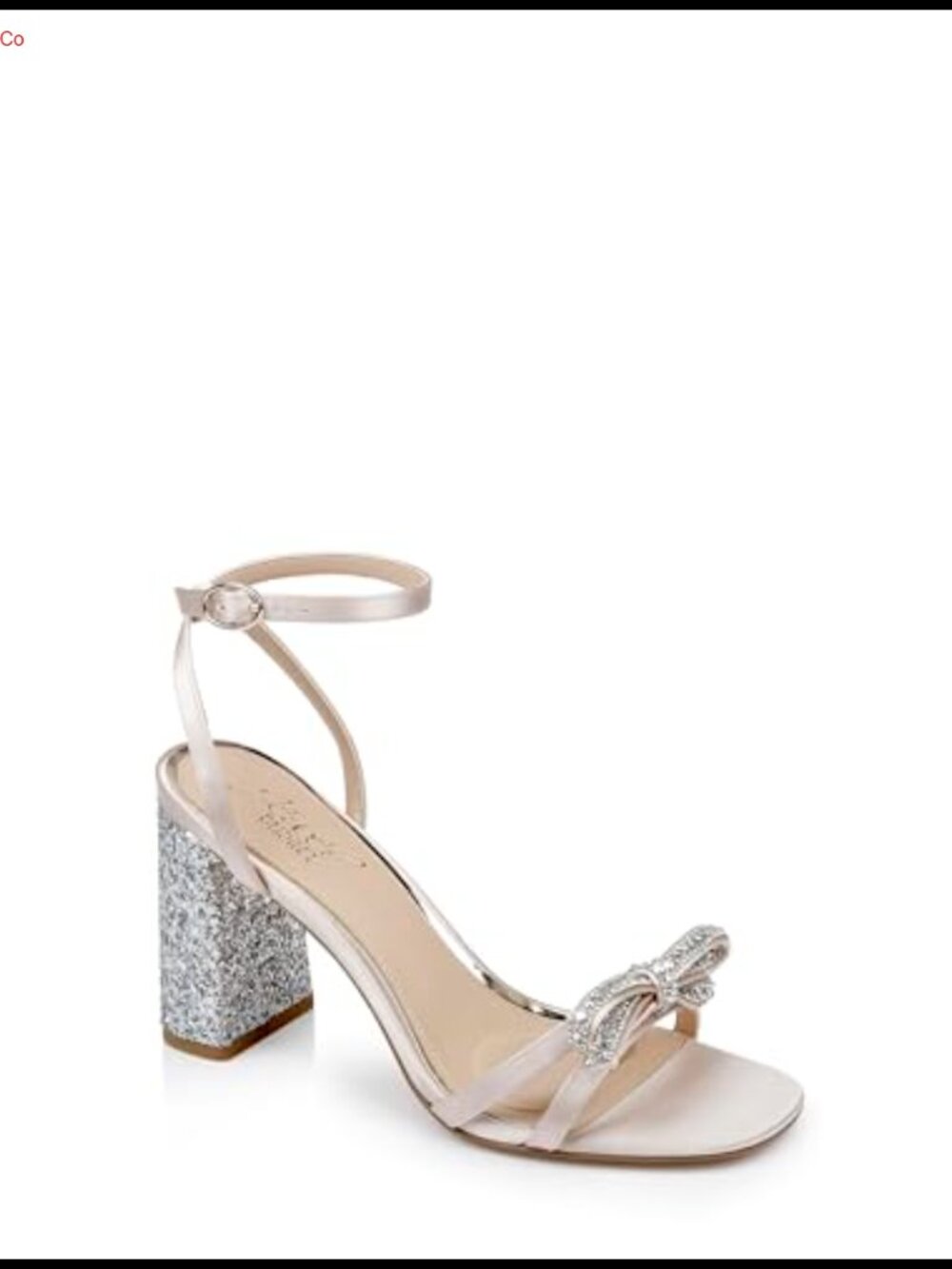 Block Heel Sandal with Rhinestone Bow Ankle Strap Formal Evening